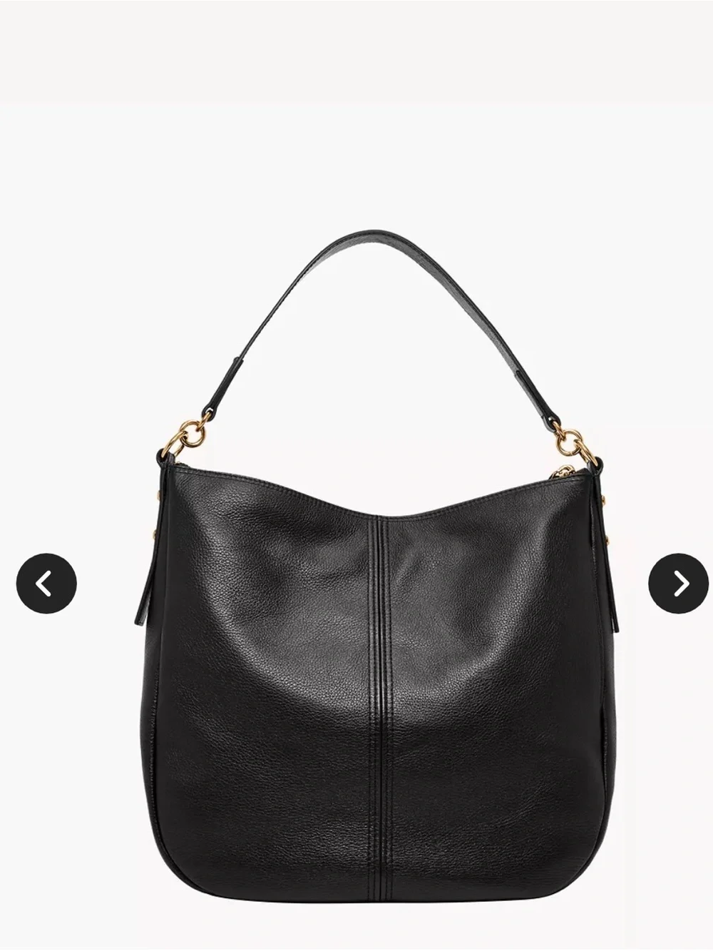 Fossil Black Pebbled Leather Shoulder Bag with Gold Hardware